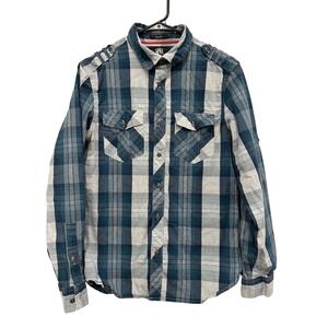 Rock Republic Men's Plaid Long Sleeve Stretch Button Down Shirt Size S